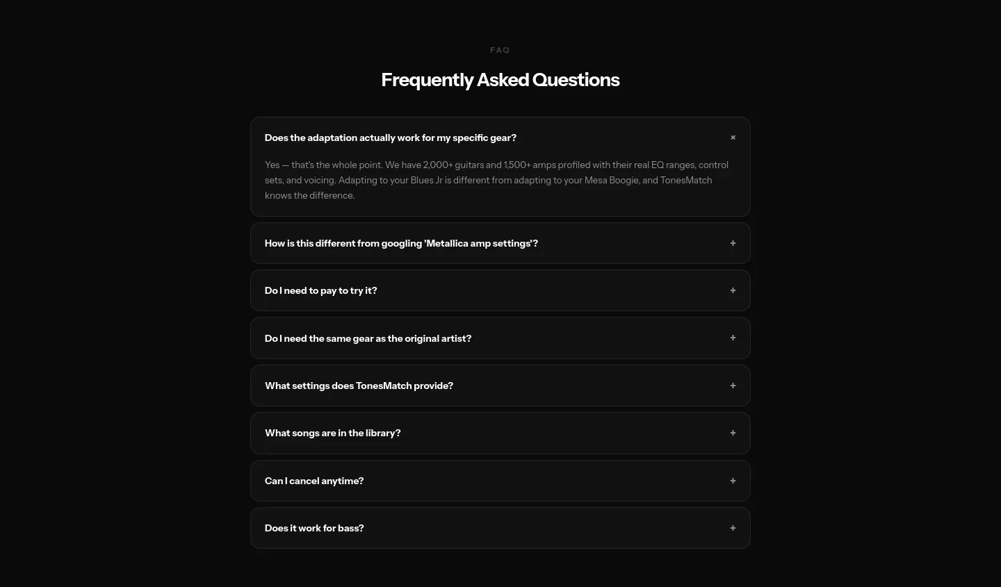 tonesmatch.com — FAQ