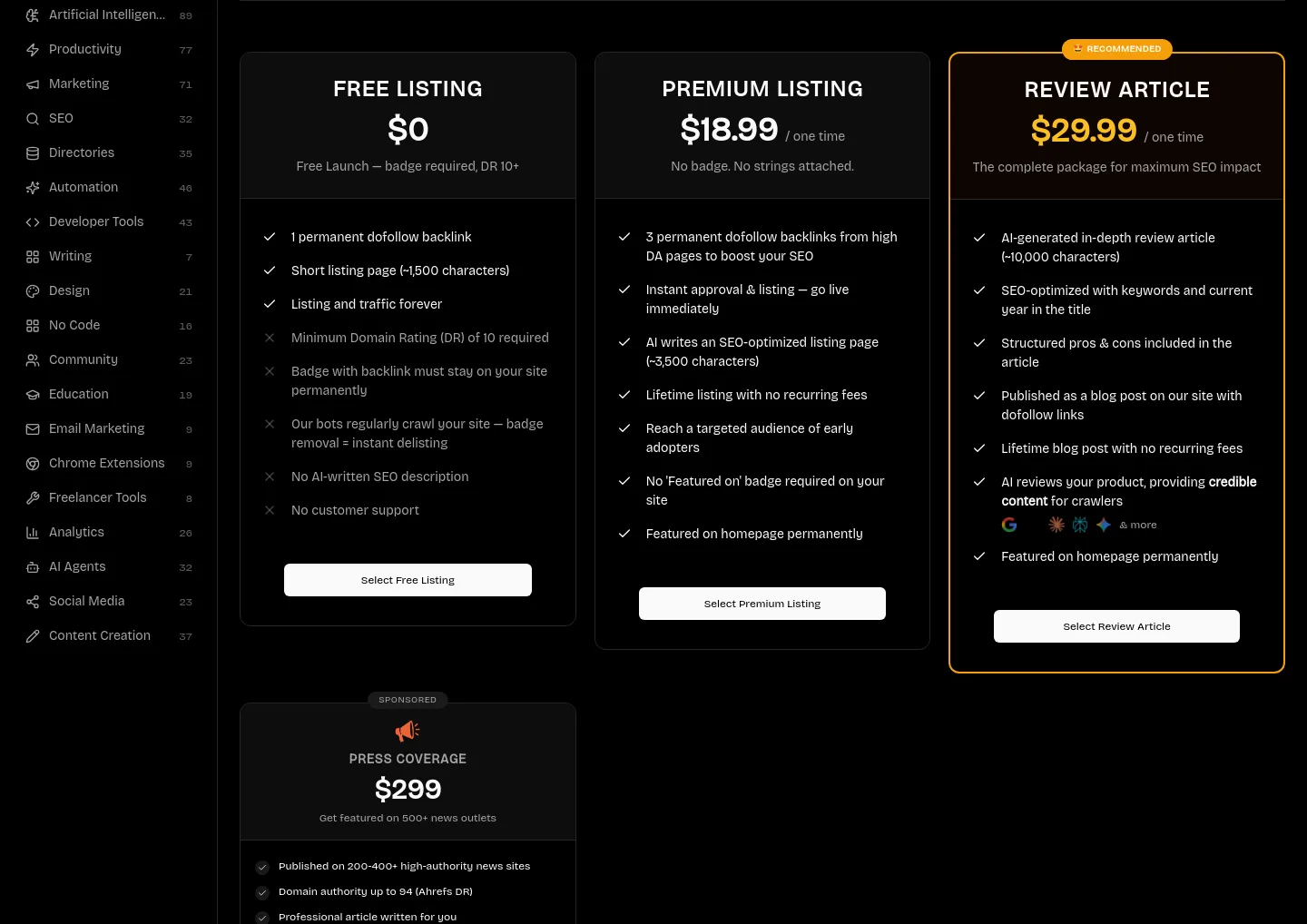 toolfio.com — Pricing