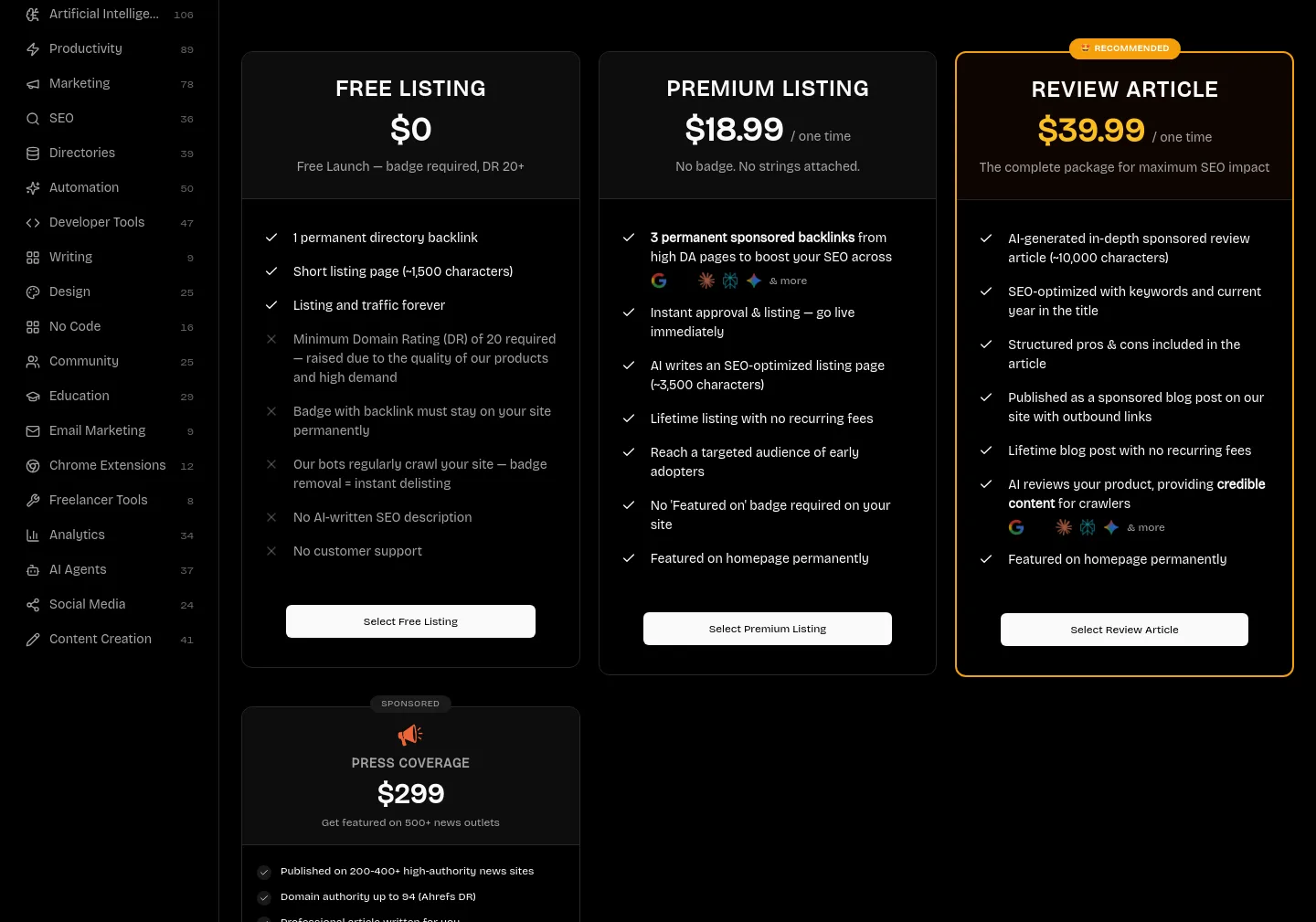 toolfio.com — Pricing
