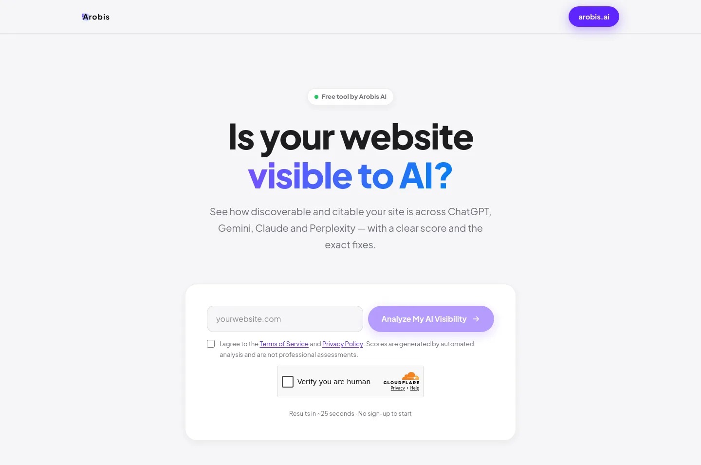 tools.arobis.ai — a measured funnel