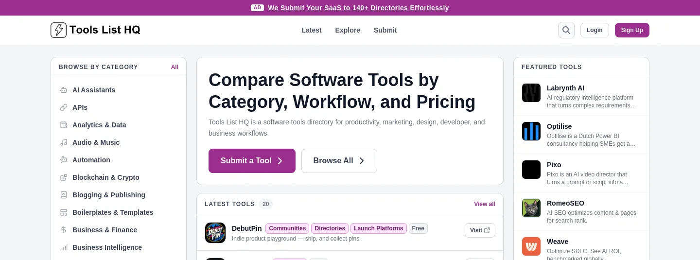 toolslisthq.com — a measured funnel