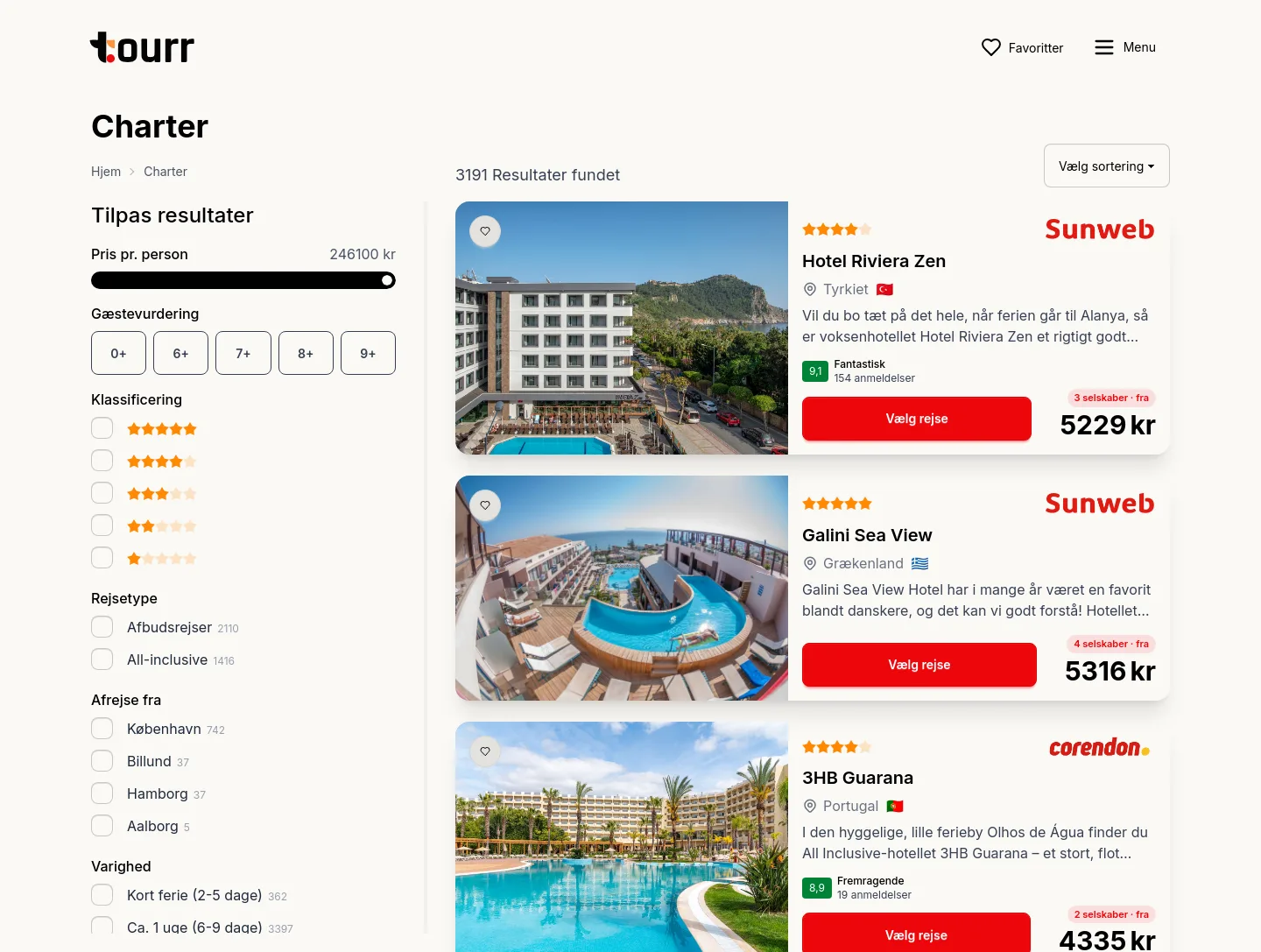 tourr.dk — a measured funnel