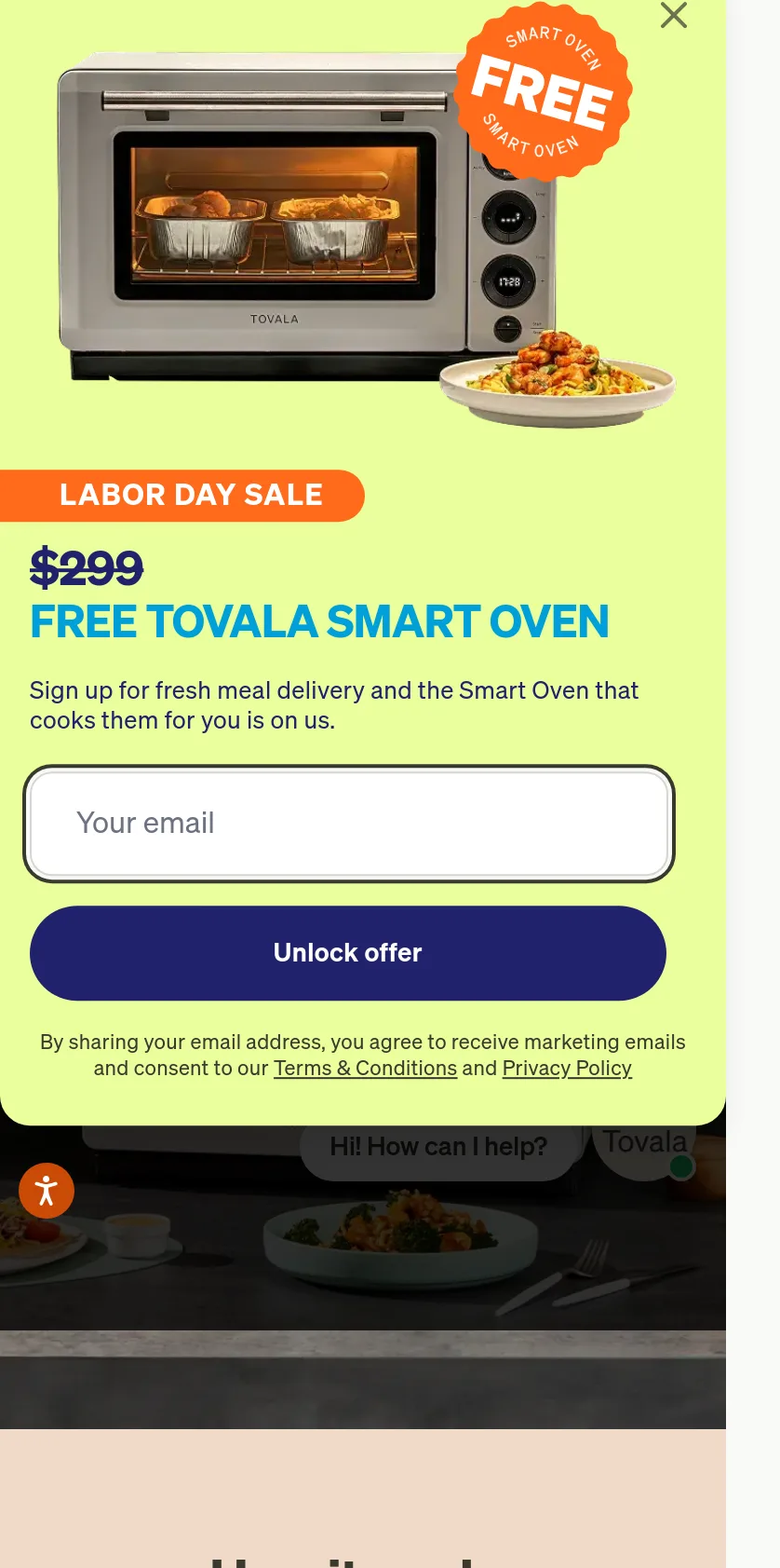 tovala.com Hero section