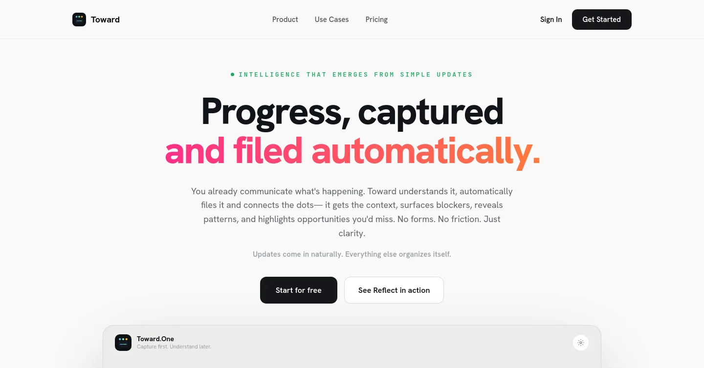 toward.one — a real Hero + Features page