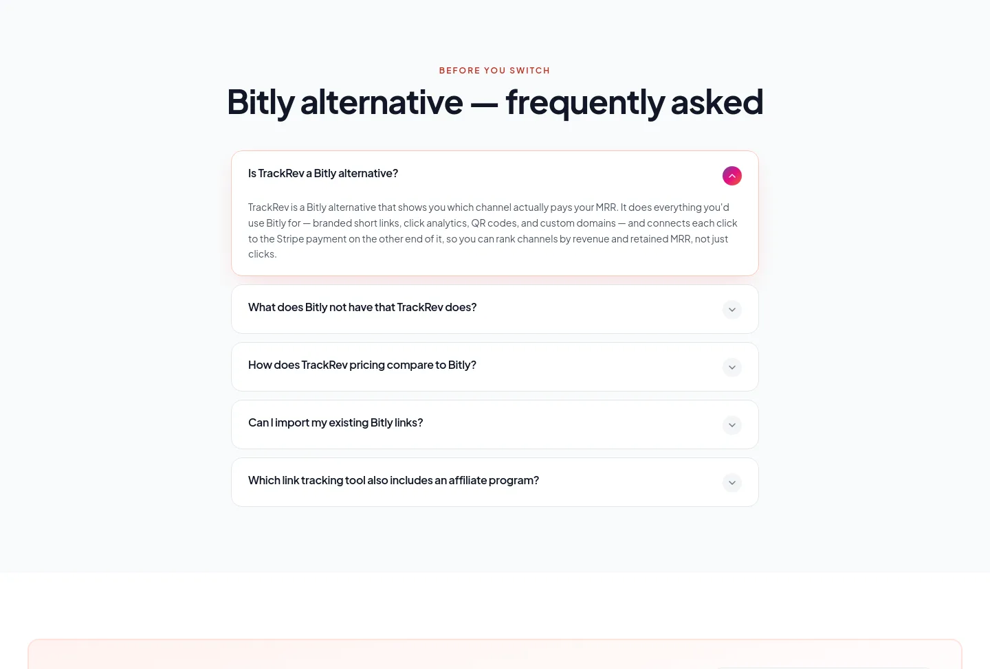 trackrev.io FAQ section