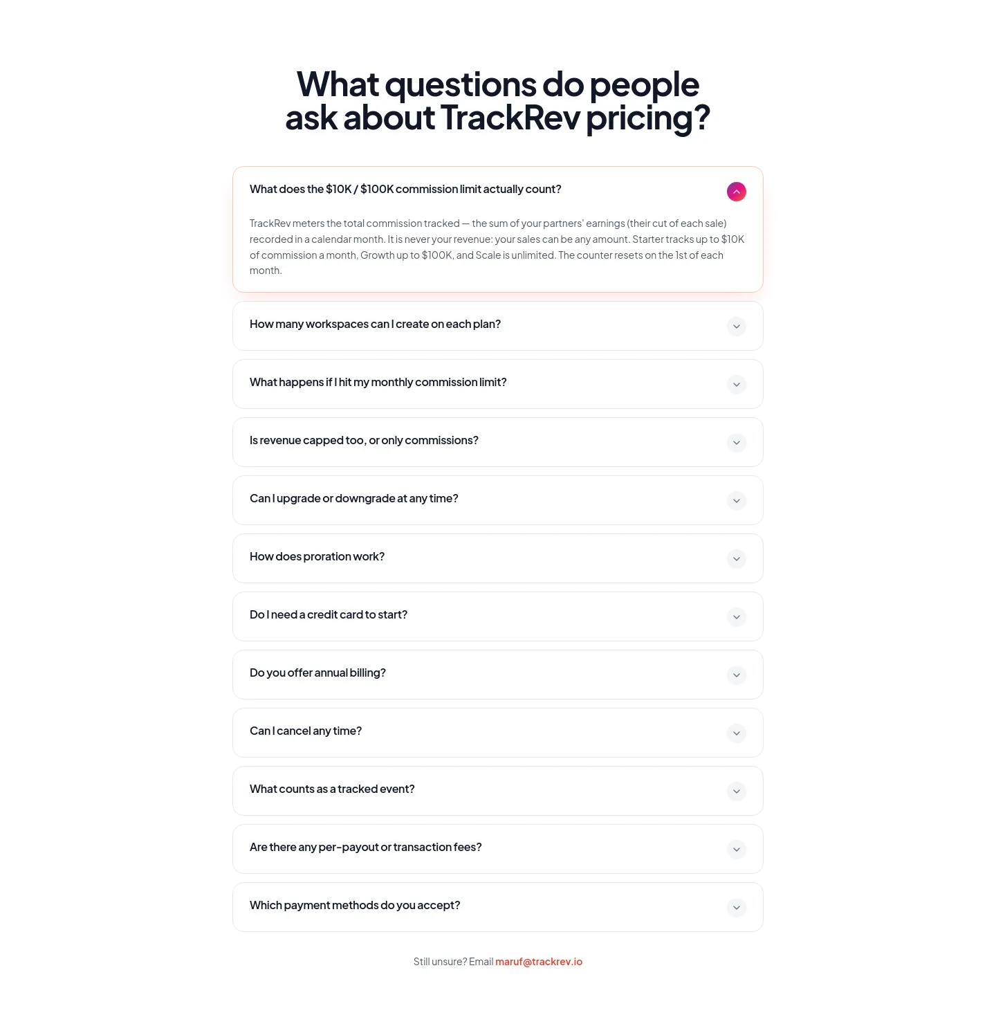 trackrev.io — FAQ