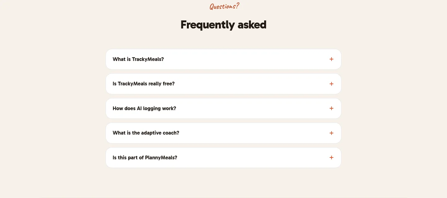 trackymeals.com — FAQ