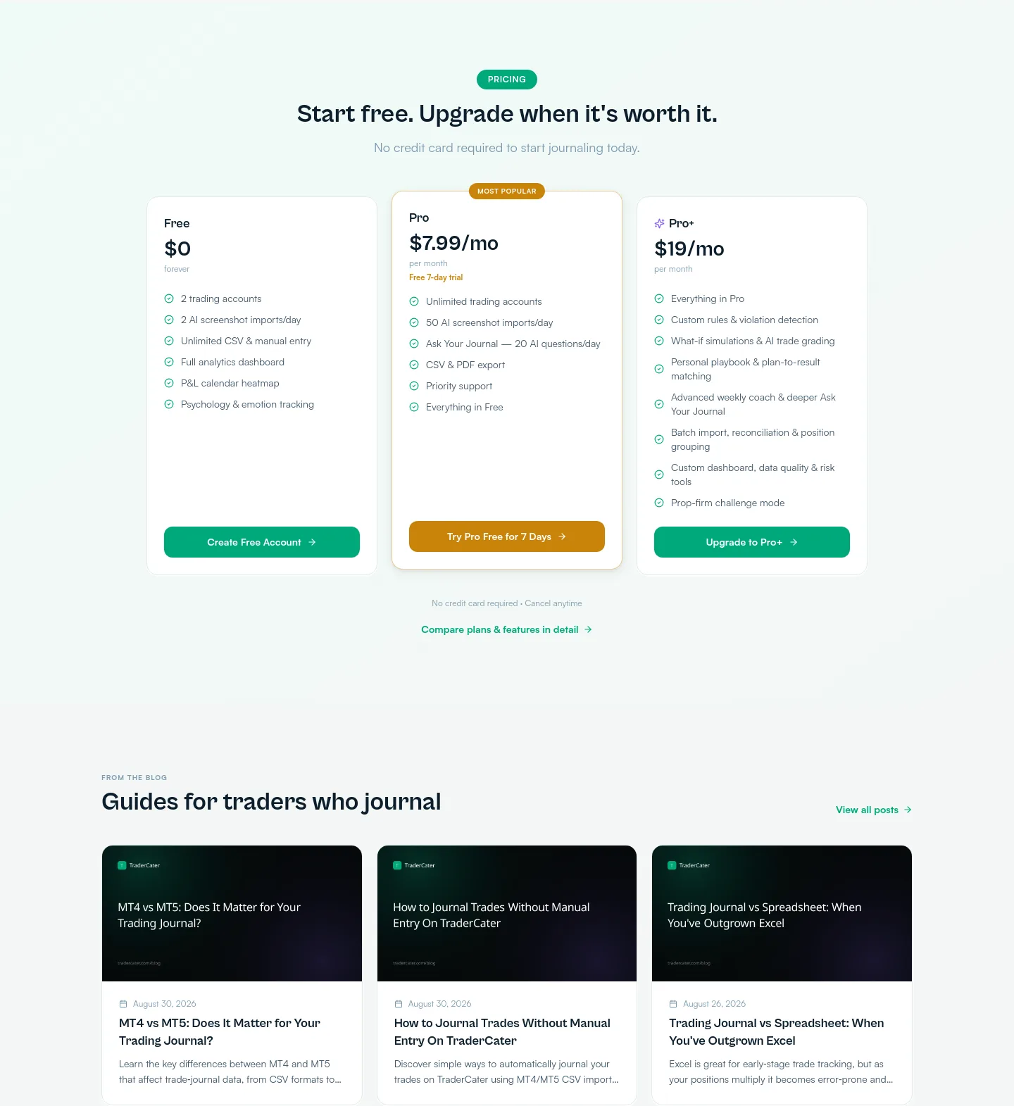 tradercater.com — Pricing