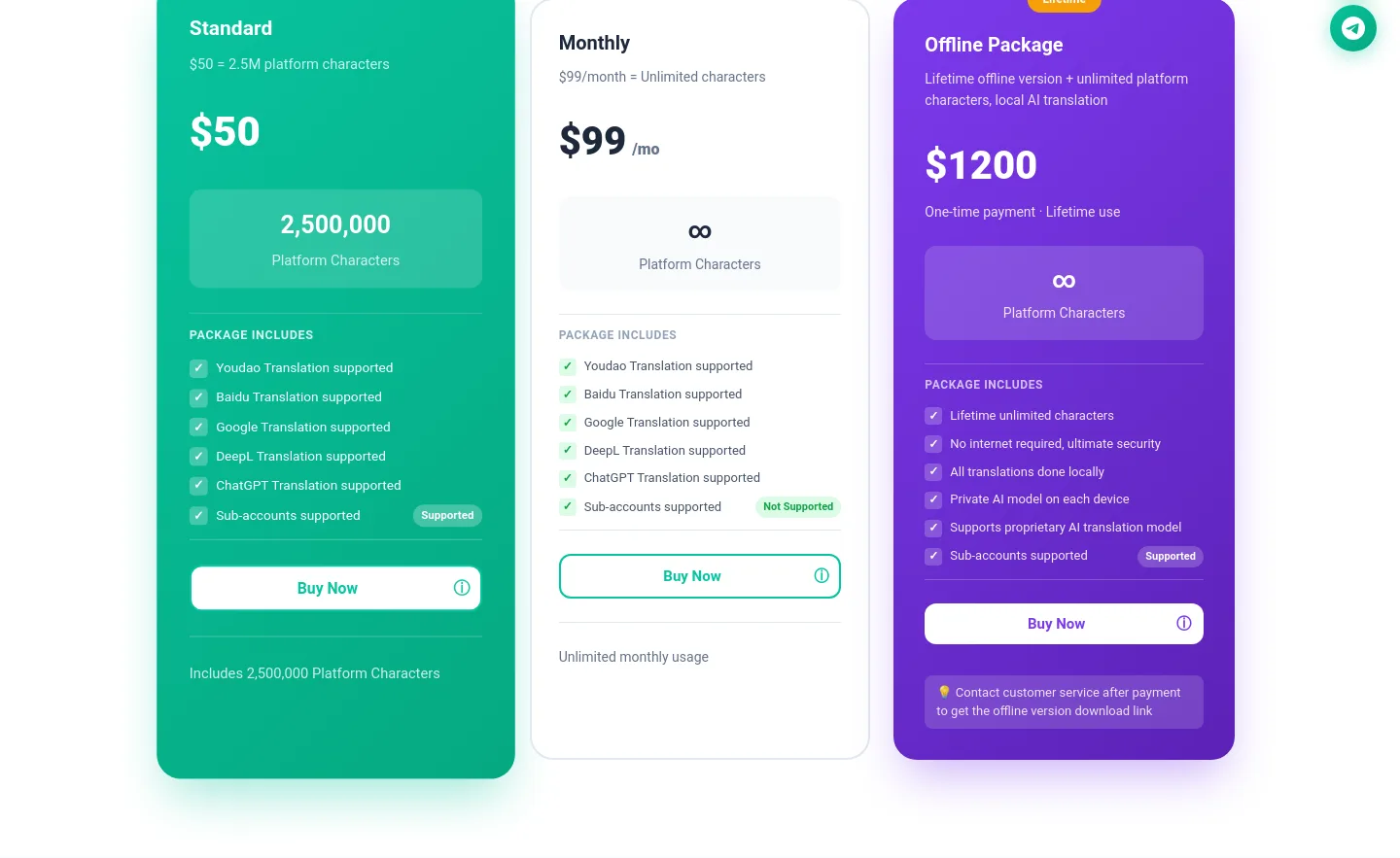 tranai.app Pricing section