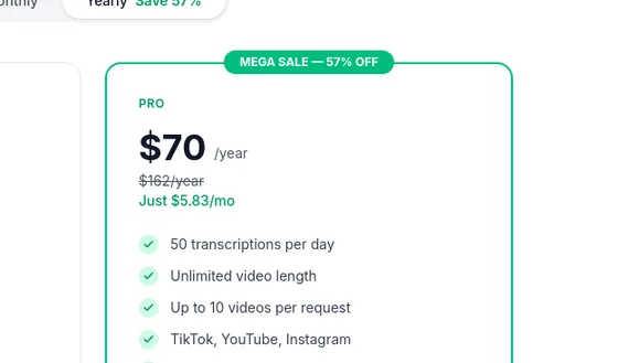 Price anchor element from transcribevideo.ai
