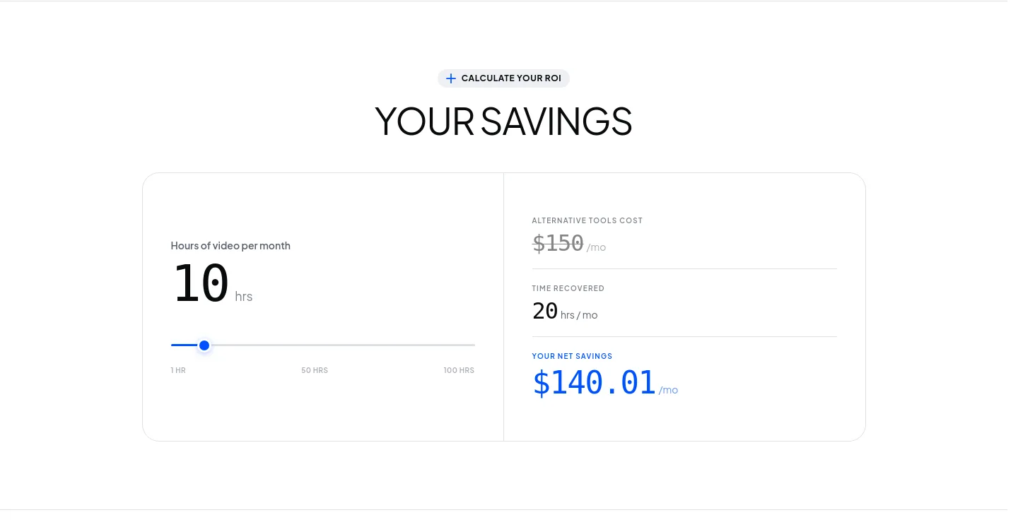 transcribeyt.com — a real Pricing section