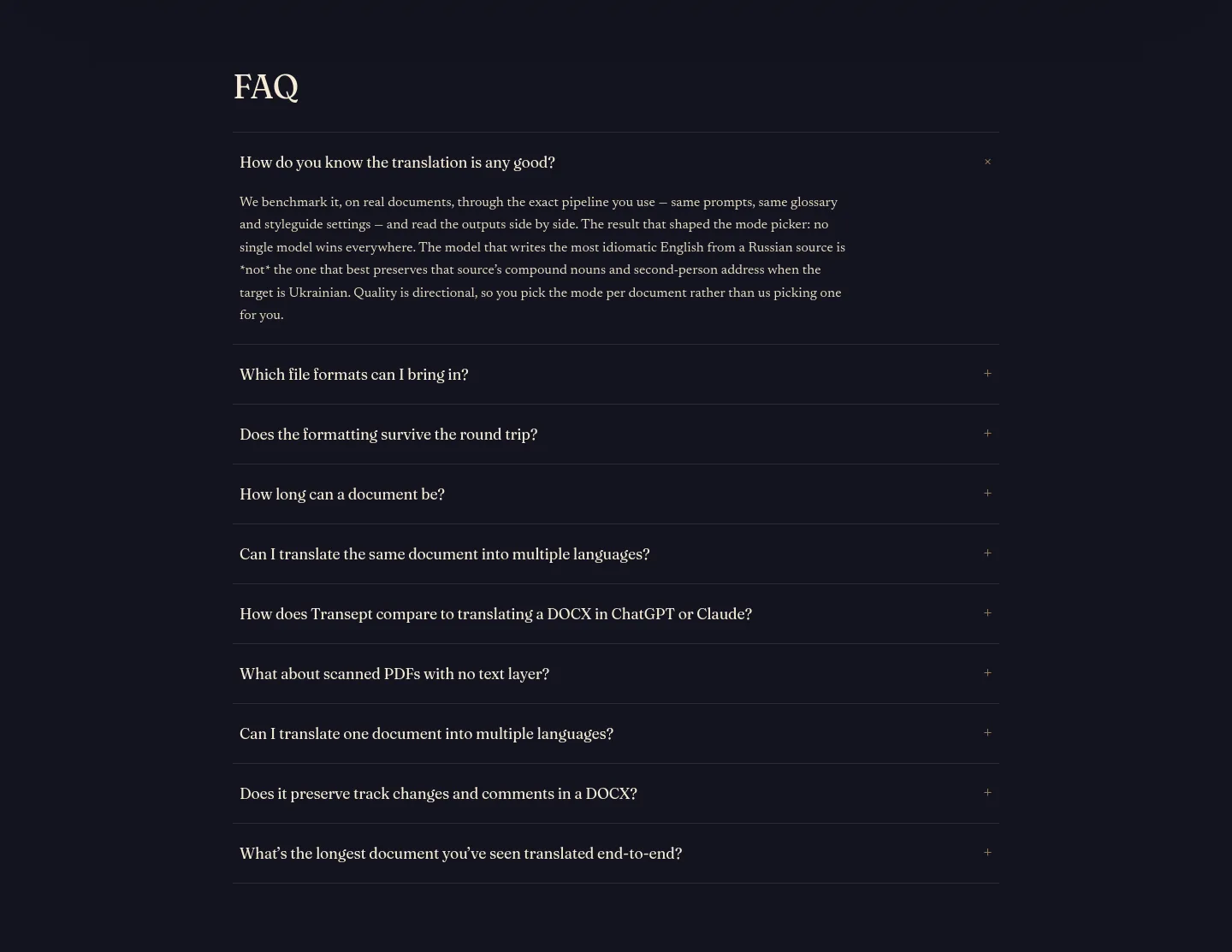 transept.ai FAQ section