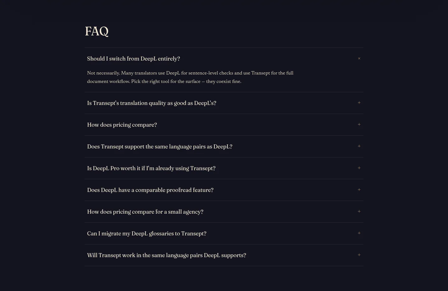 transept.ai FAQ section
