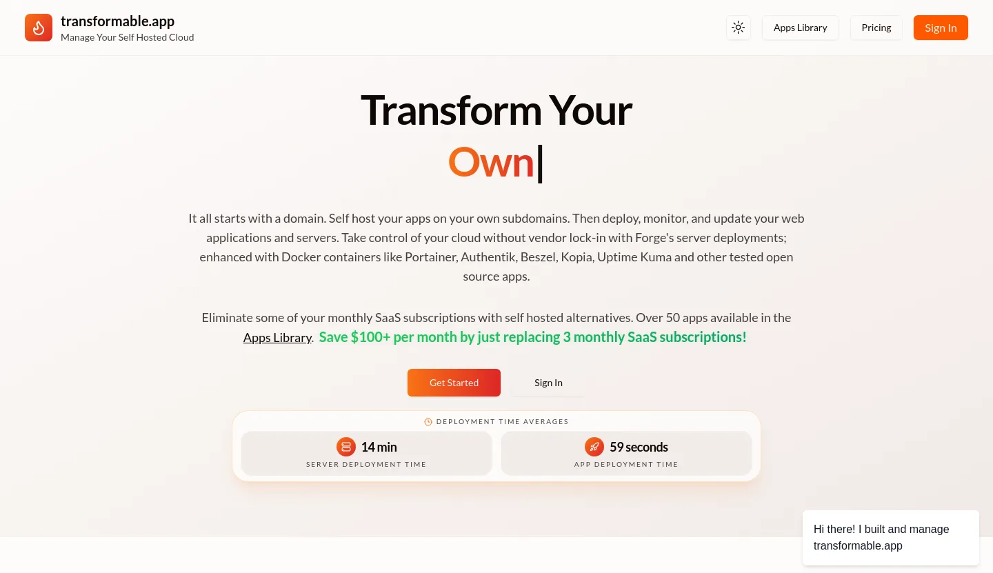 transformable.app — a measured funnel