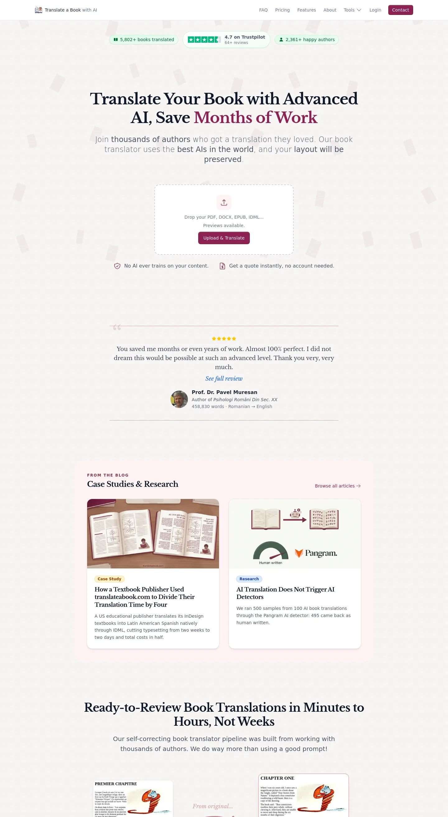 translateabook.com — a measured funnel
