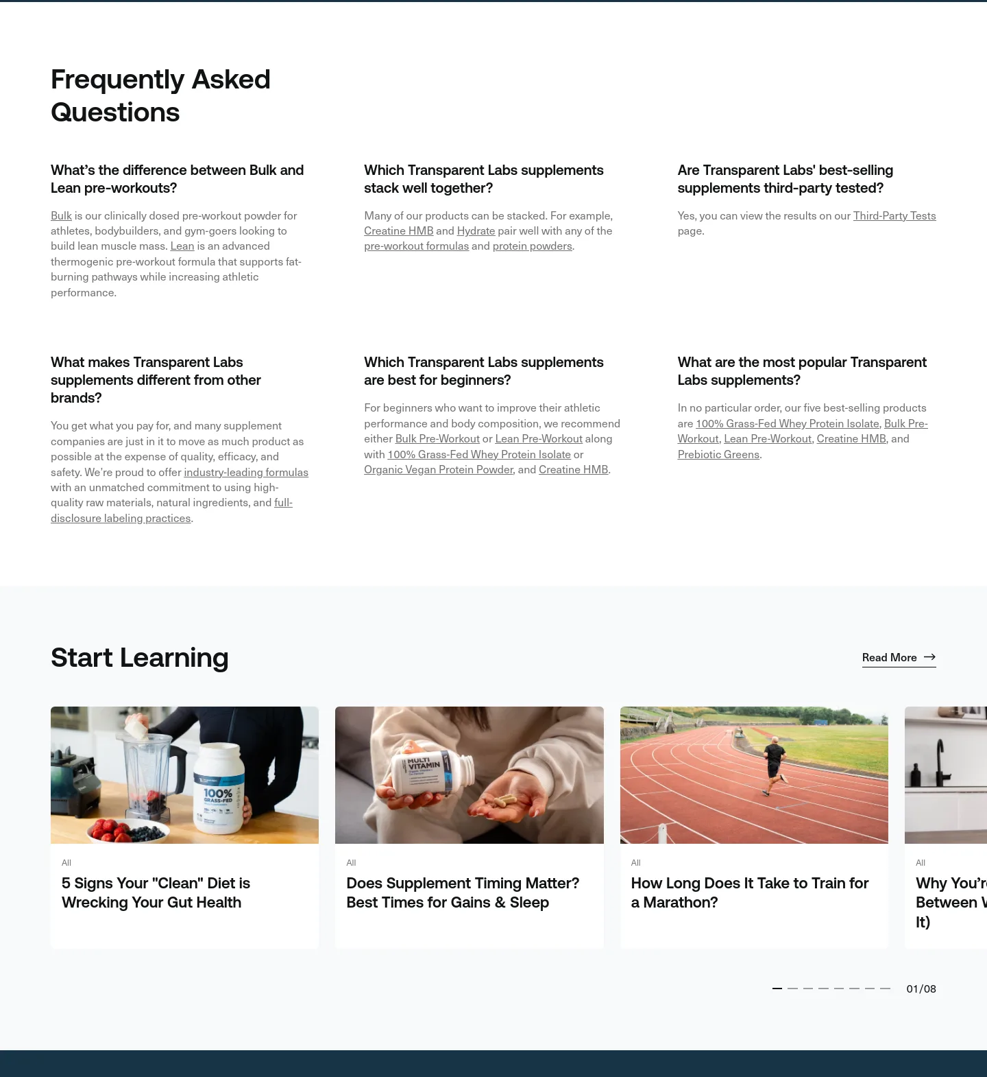 transparentlabs.com FAQ section