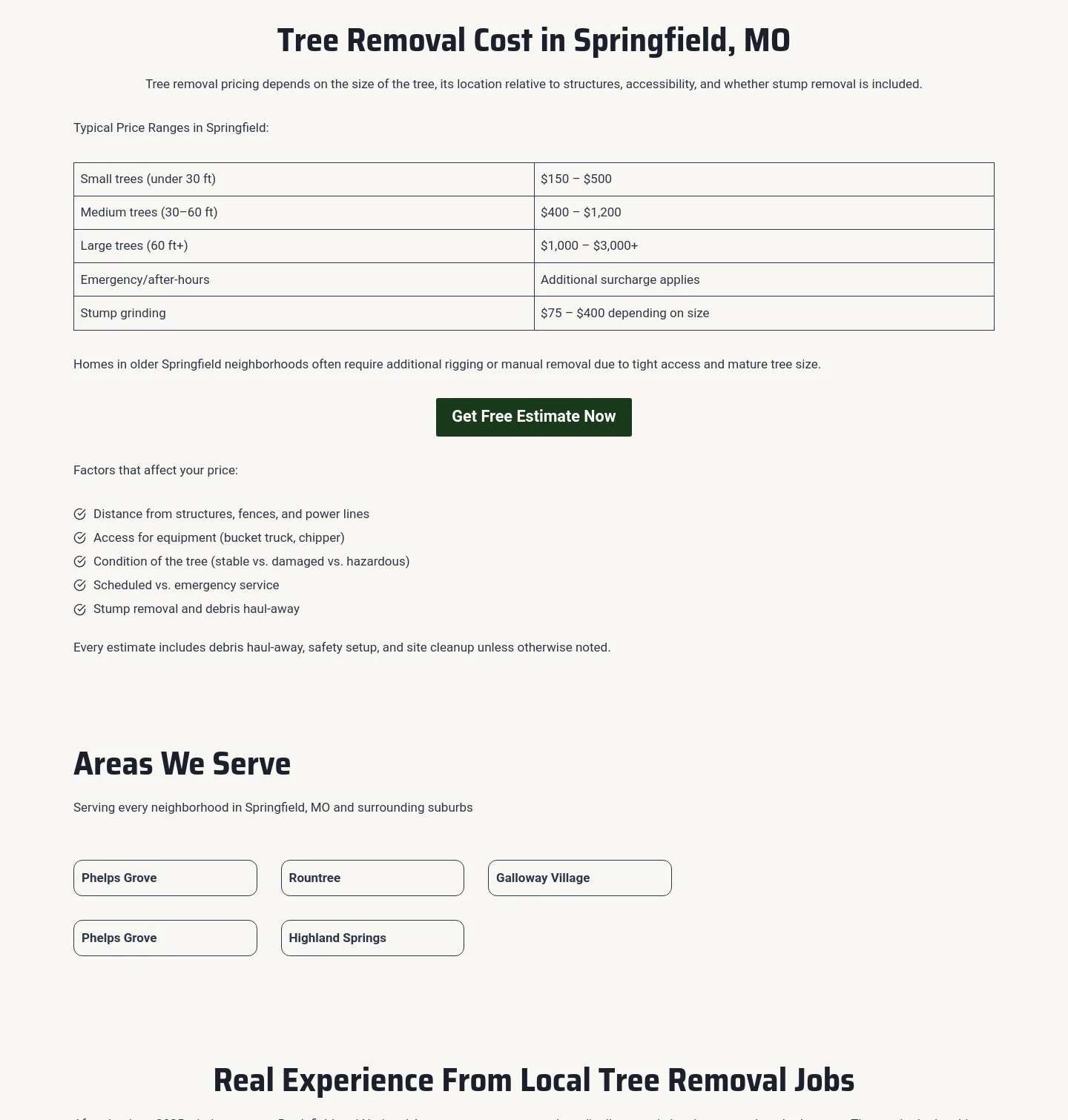 treeremovalinspringfield.com — Pricing