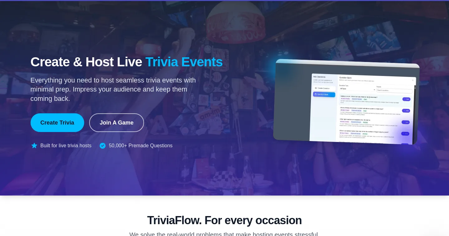 triviaflow.io — Hero