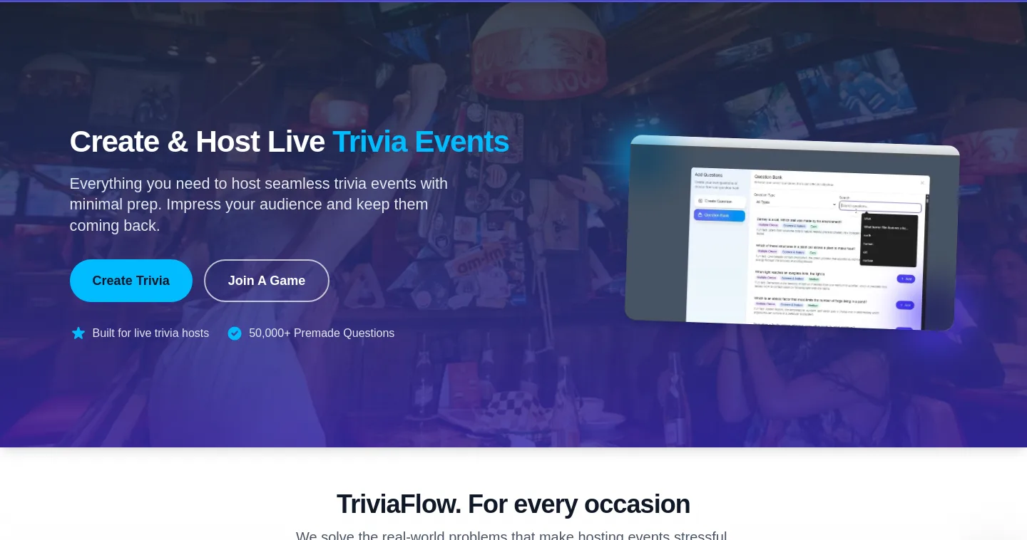 triviaflow.io — Hero
