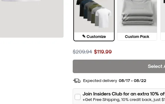 Price anchor element from trueclassic.com