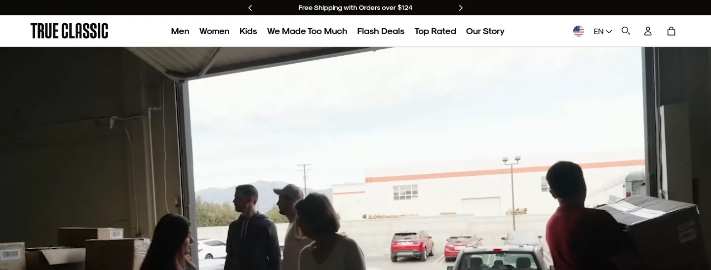 trueclassic.com — a measured funnel