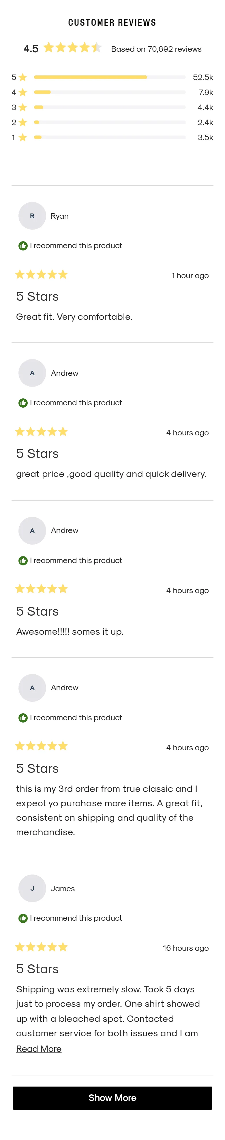 trueclassictees.com — Reviews