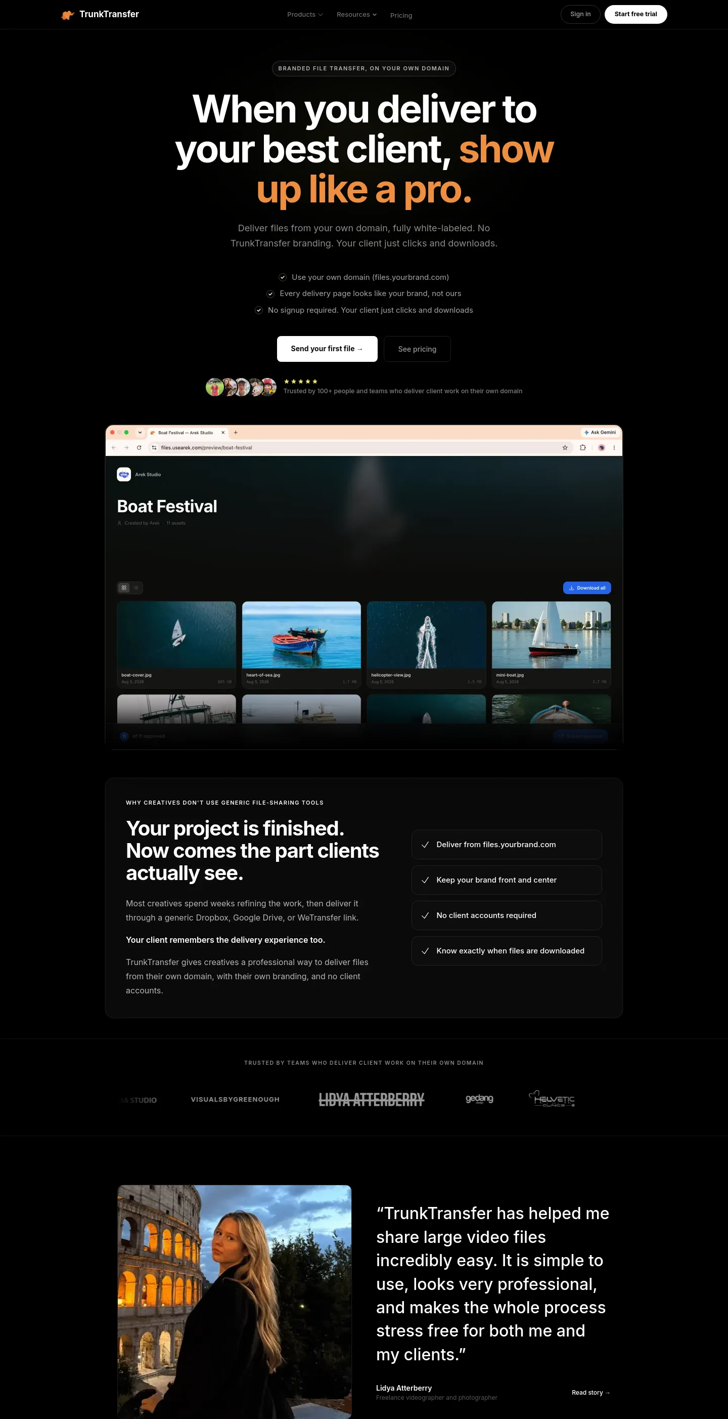 trunktransfer.com — a measured funnel