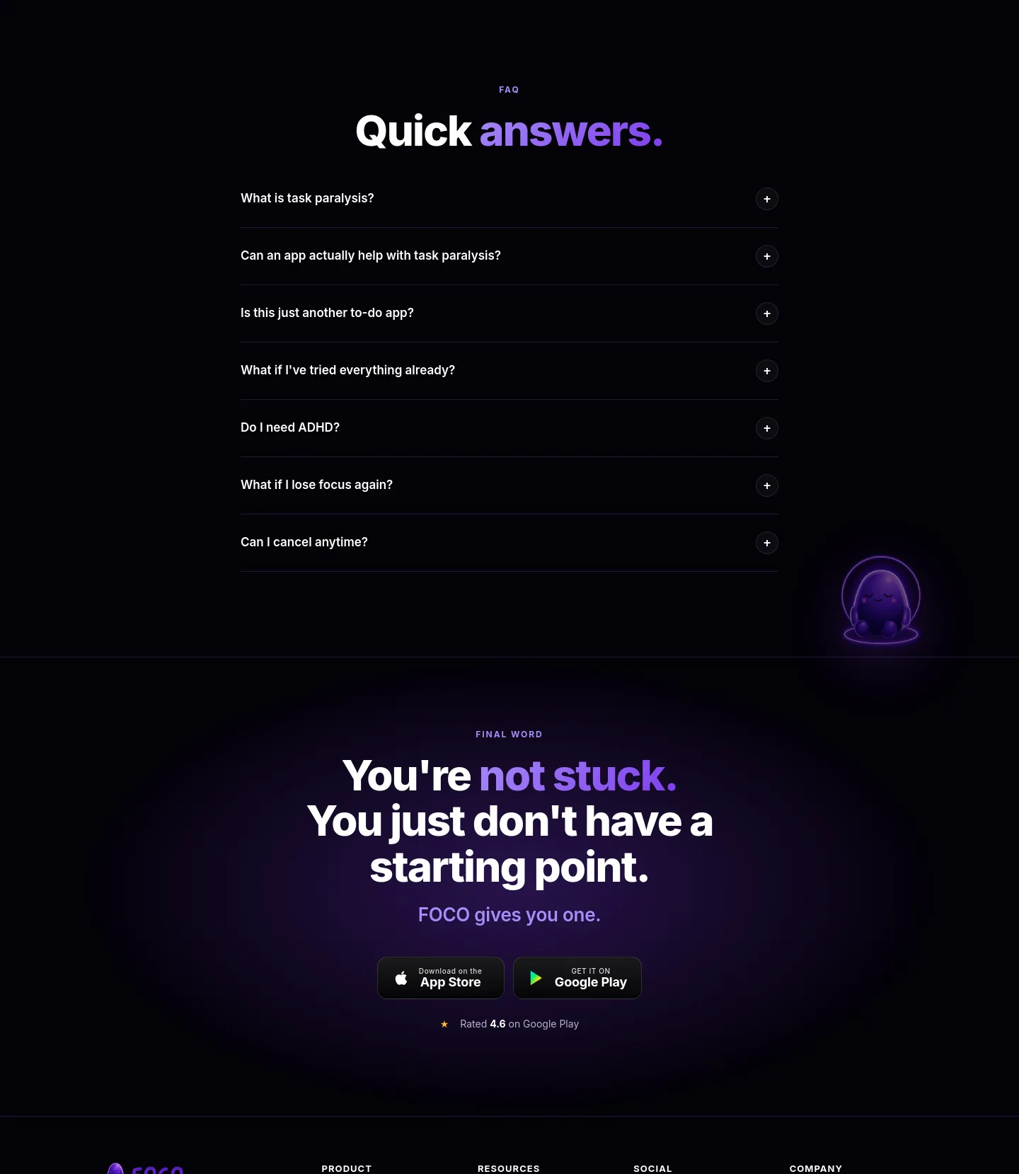 tryfoco.com FAQ section