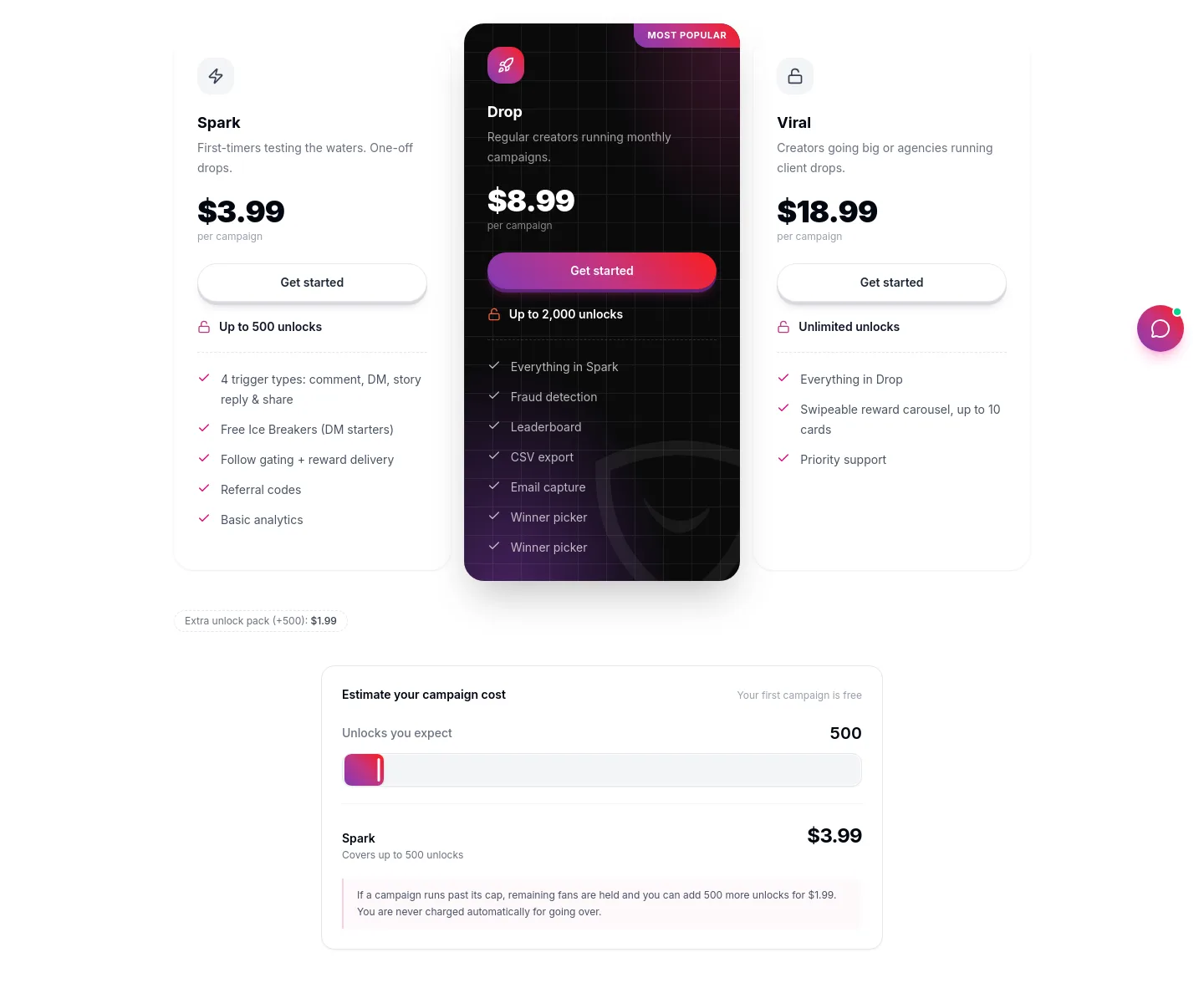 tryunlockdm.com — Pricing