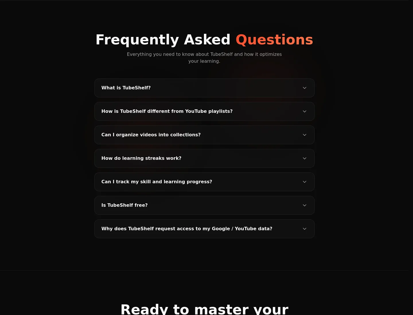 tubeshelf.app — FAQ