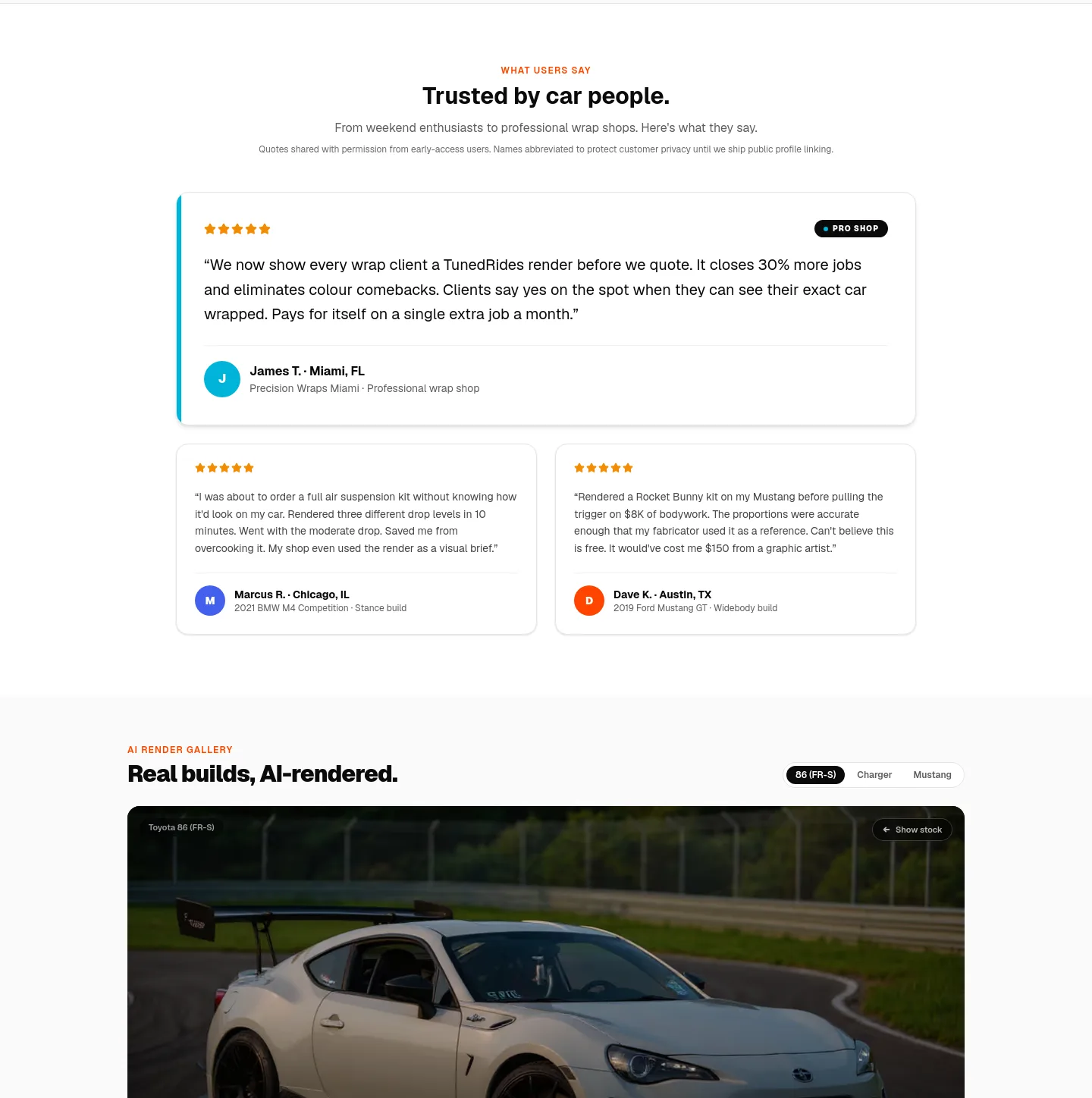 tunedrides.com — a real Logo Wall section