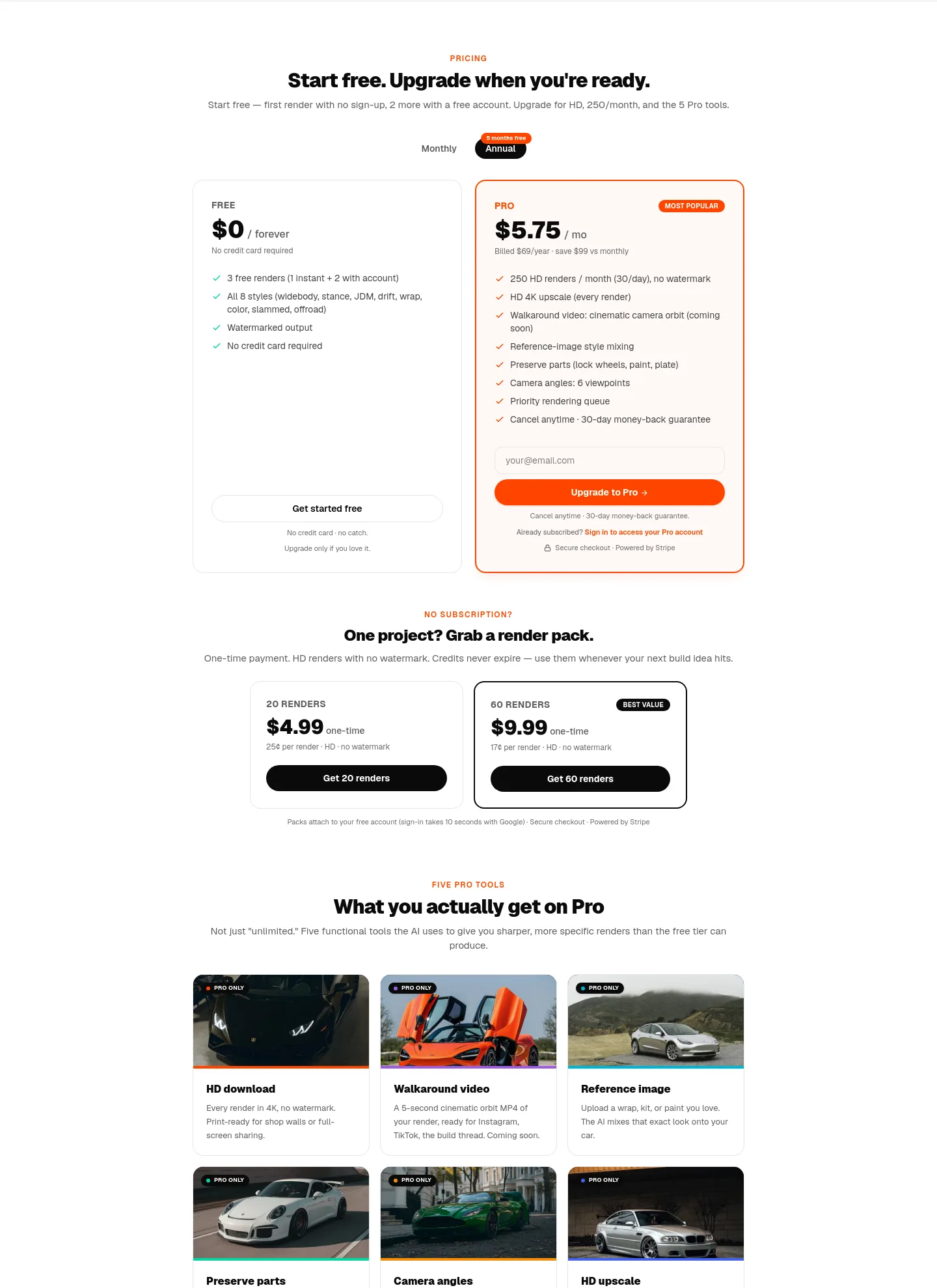 tunedrides.com Pricing section