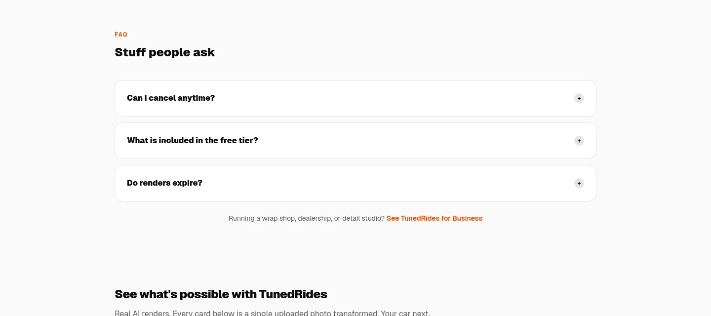 tunedrides.com FAQ section