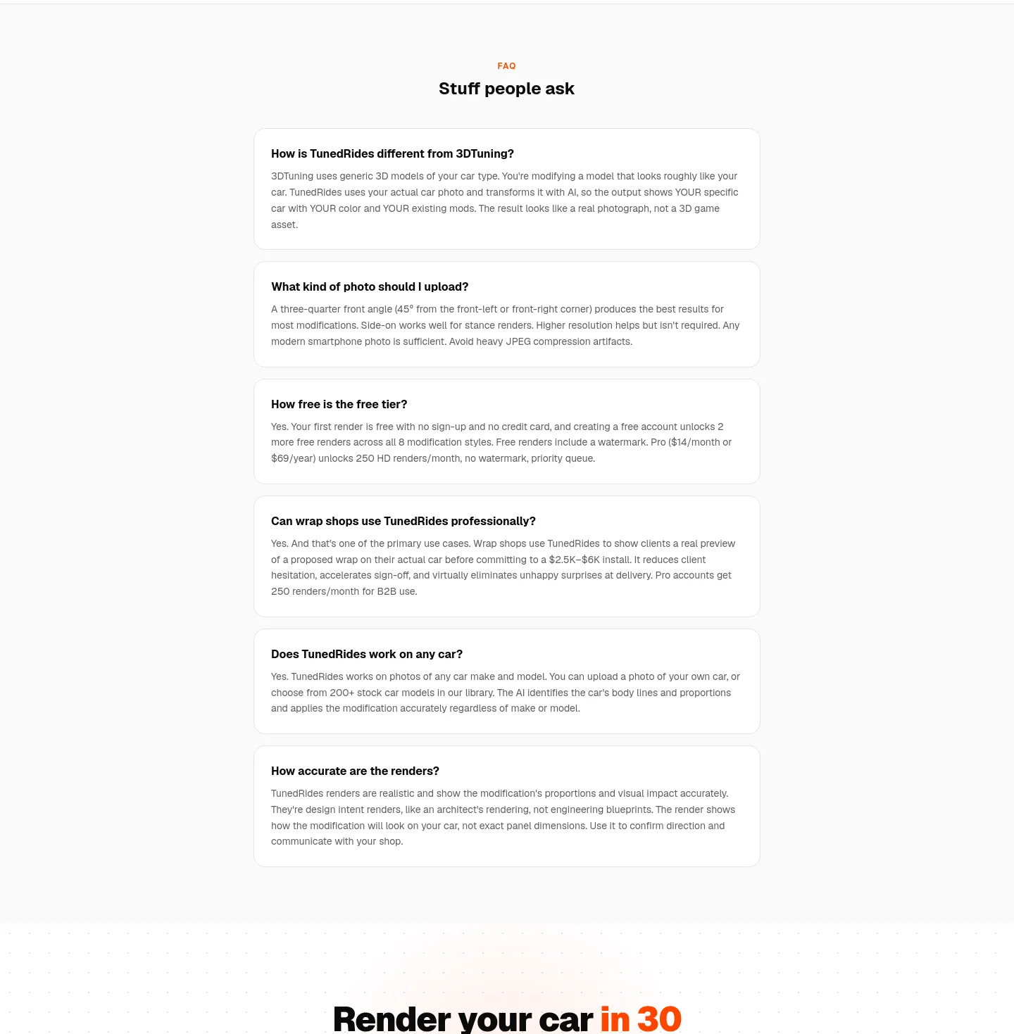 tunedrides.com — FAQ