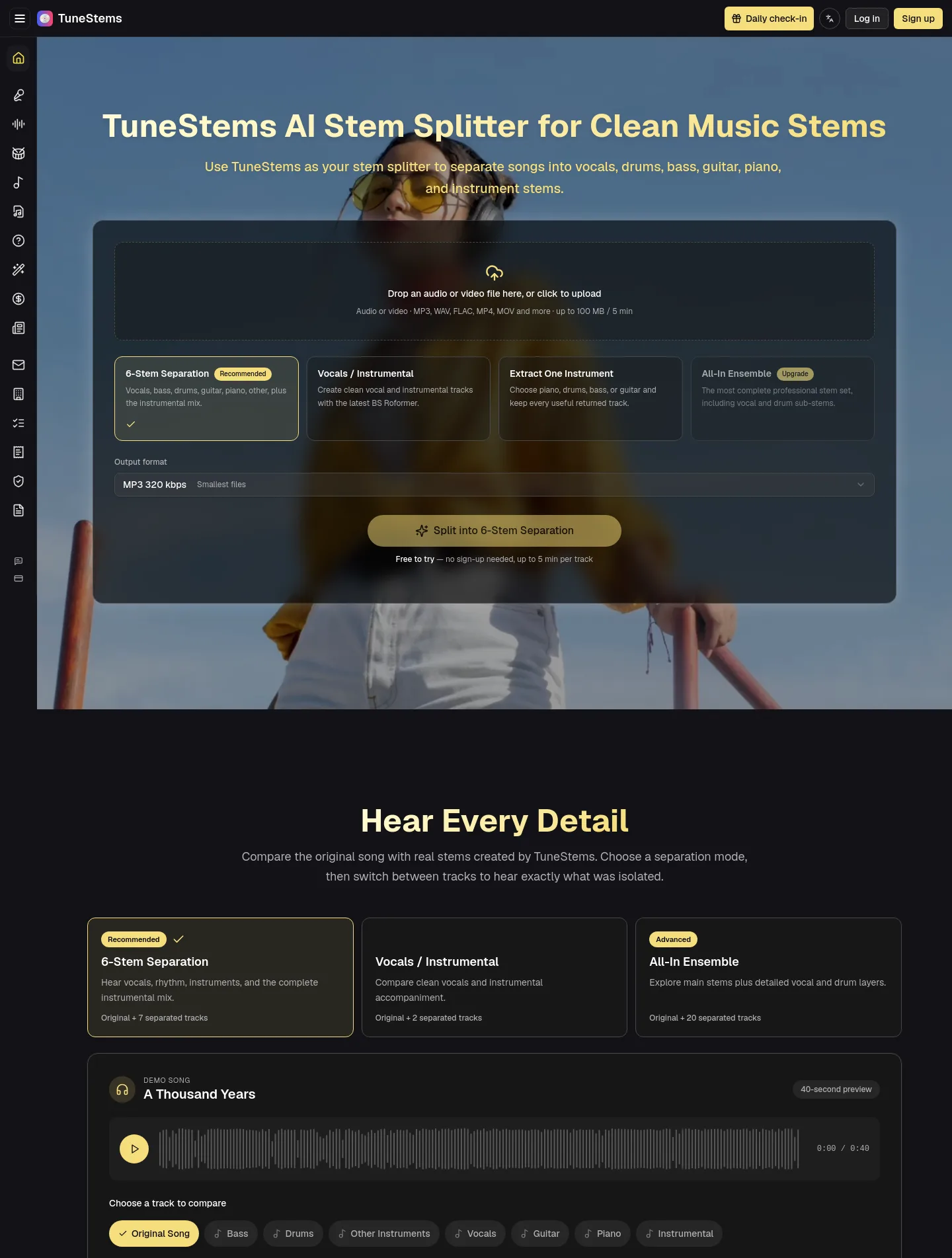 tunestems.com — a measured funnel