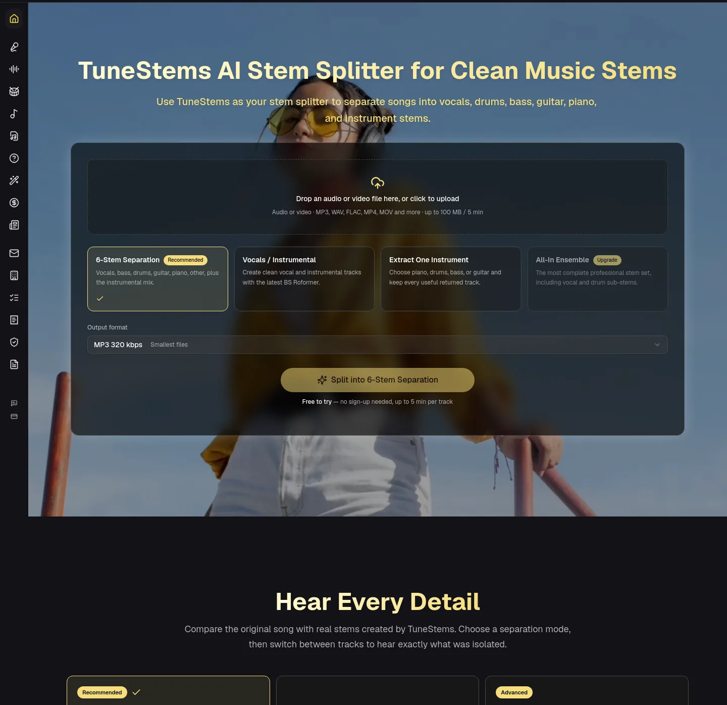 tunestems.com Hero section