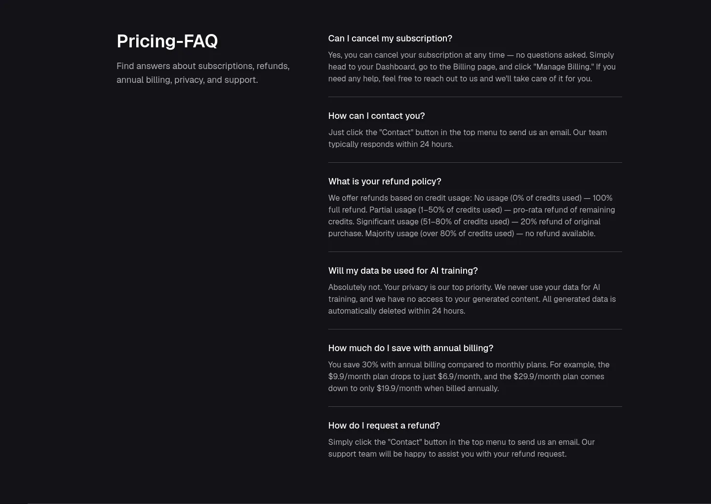 tunestems.com FAQ section