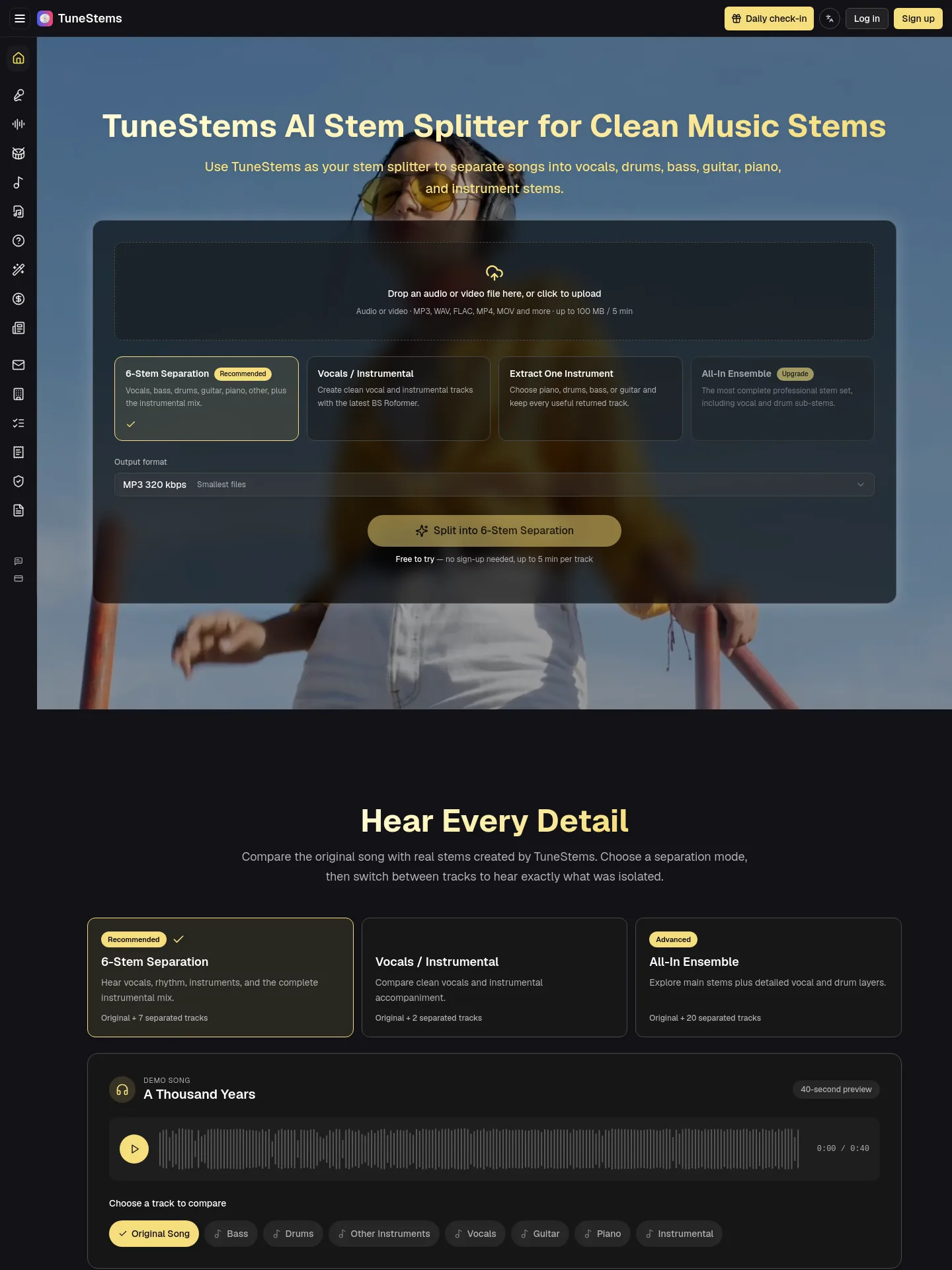 tunestems.com — a measured funnel