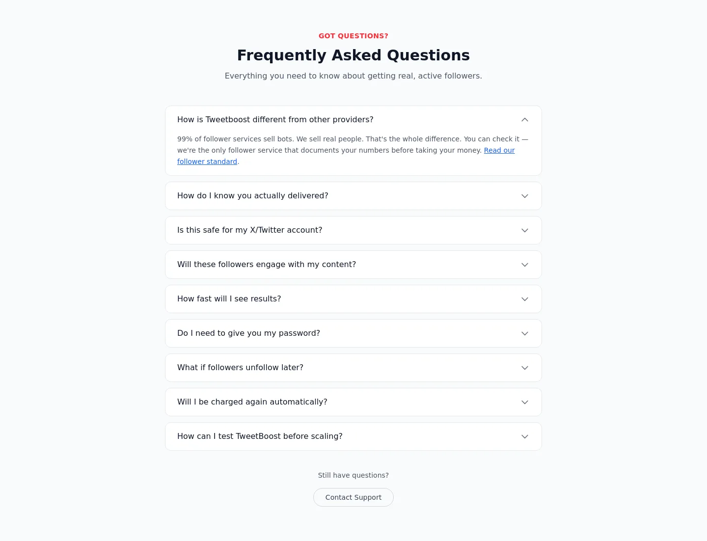 tweetboost.ai FAQ section