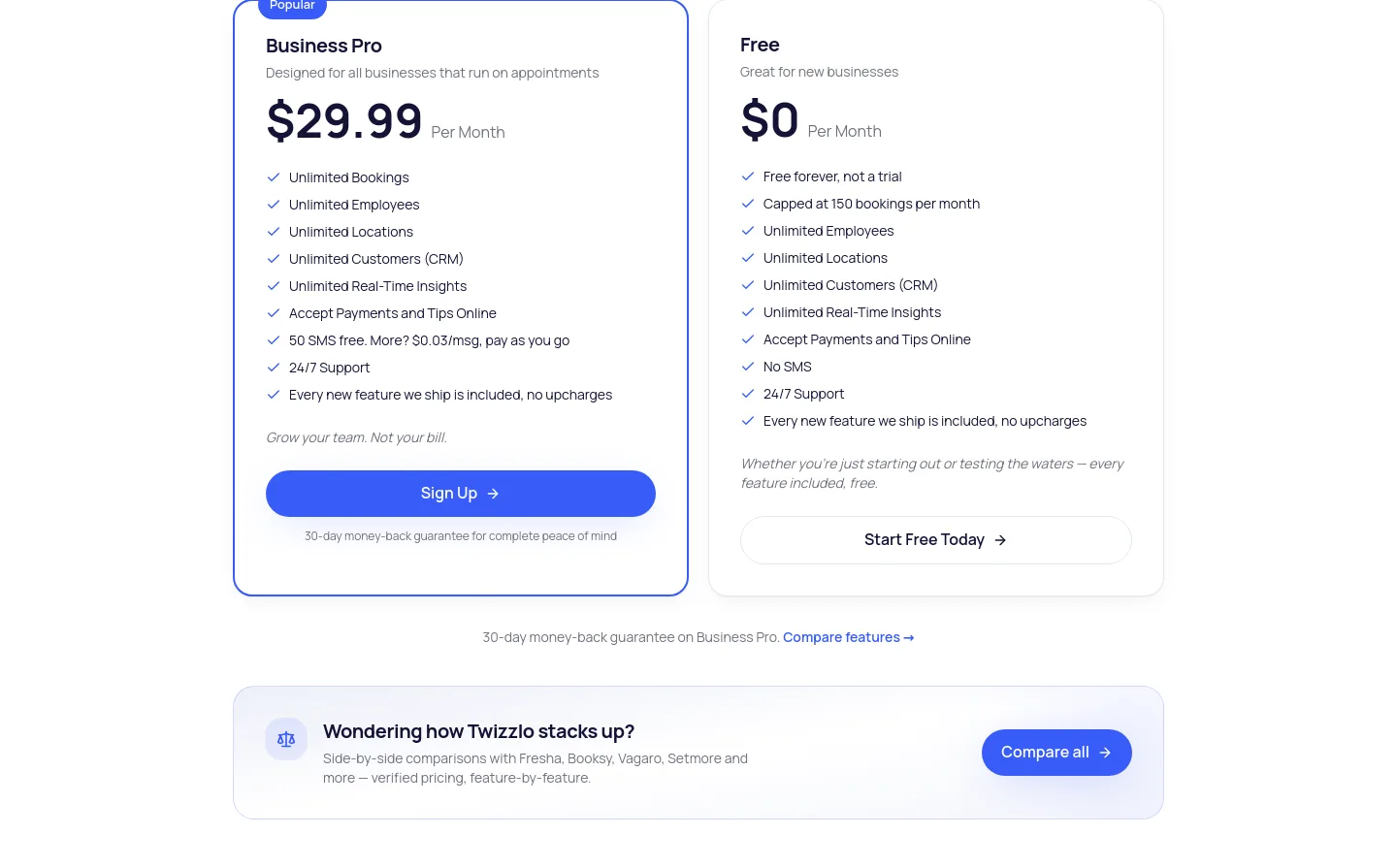 twizzlo.com — a real Pricing section