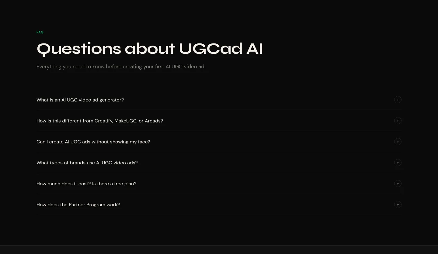 ugcad.ai FAQ section