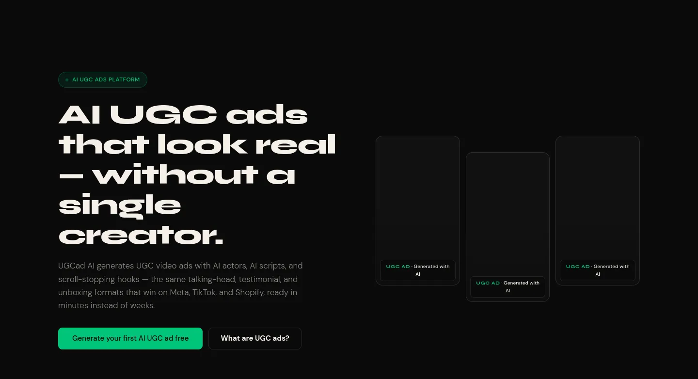 ugcad.ai Hero section