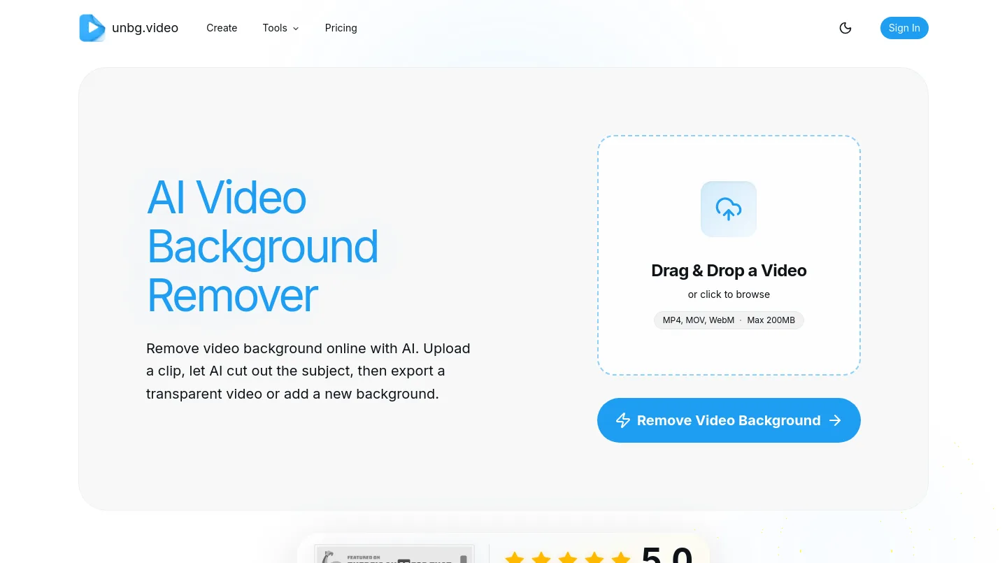 unbg.video — a measured funnel