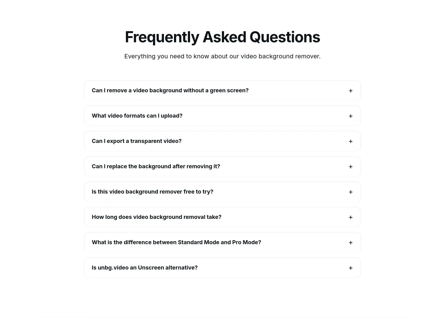 unbg.video — FAQ