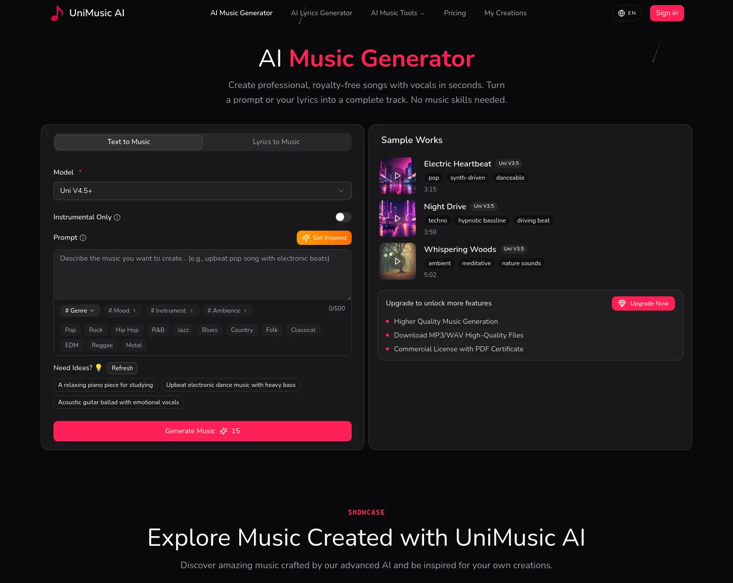 unimusic.ai — The Pricing Page