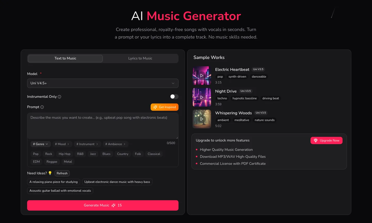 unimusic.ai — Hero