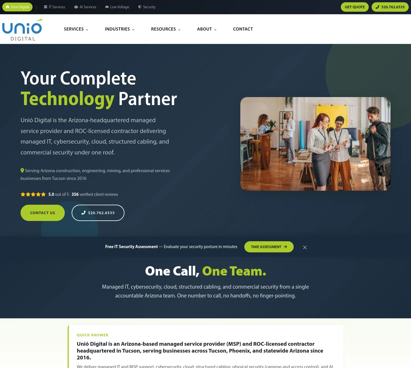 unio.digital — a real The Objection-Handler page