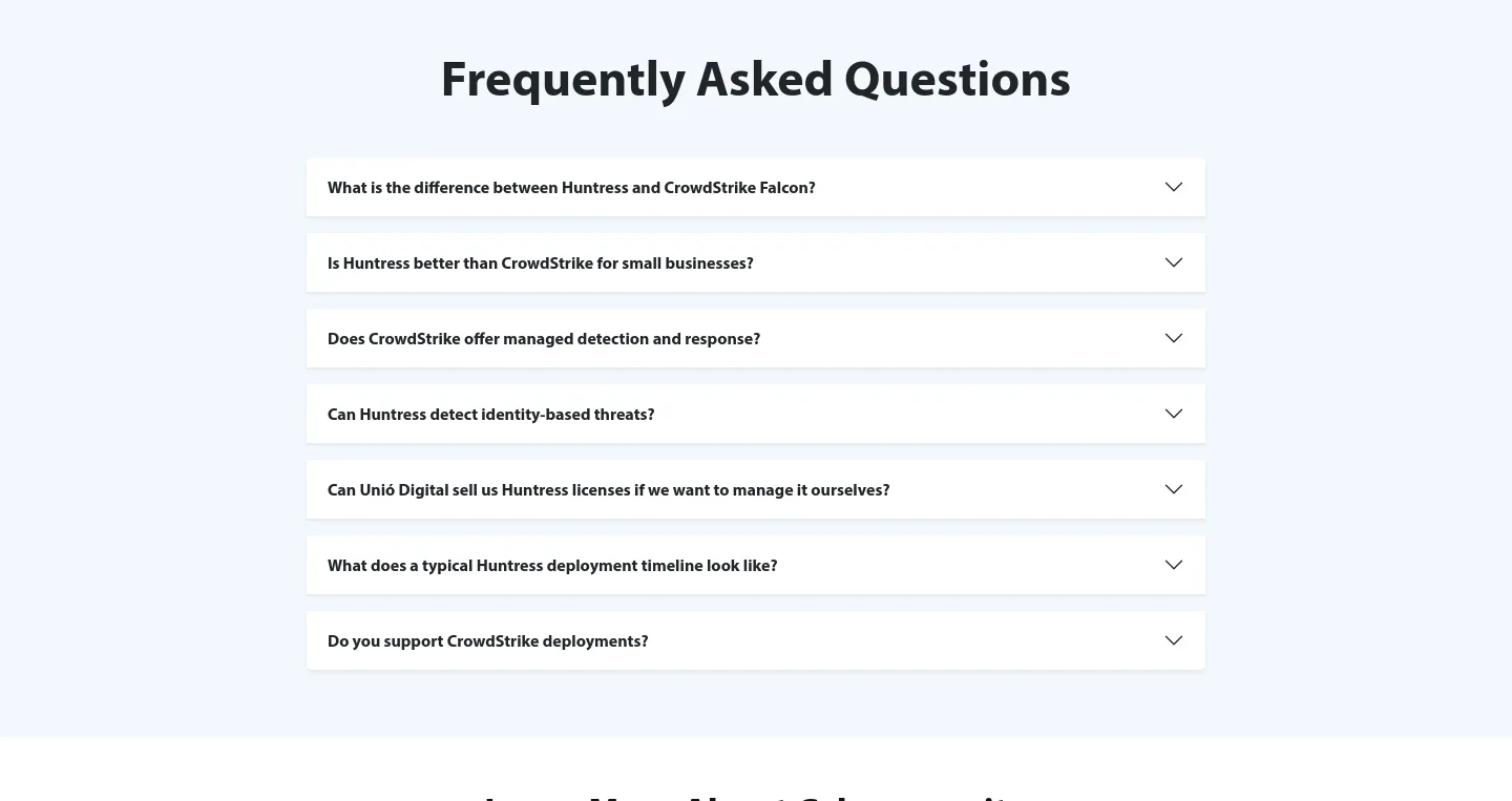 unio.digital — a real FAQ section