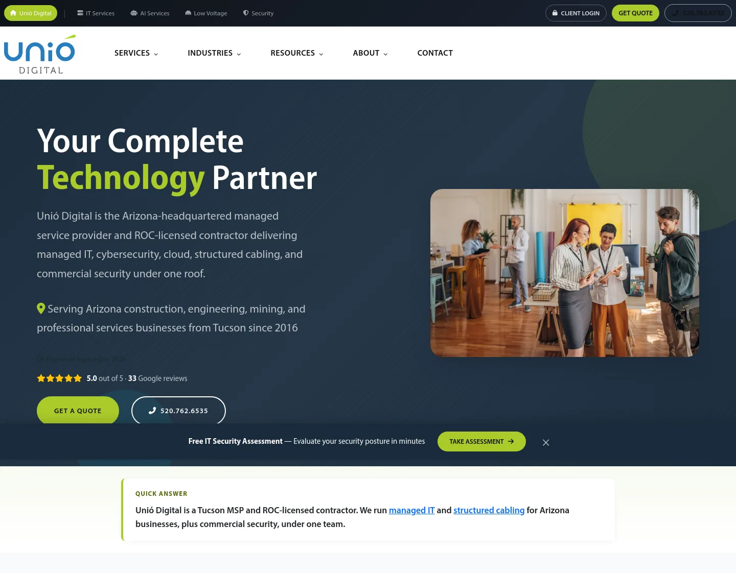 unio.digital — a measured funnel