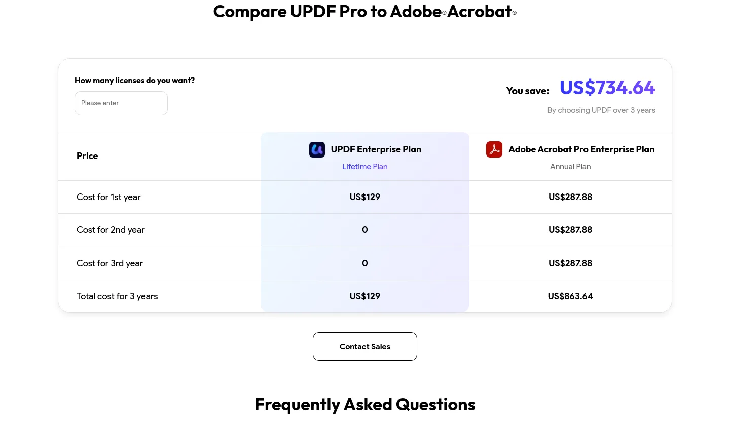 updf.com Pricing section